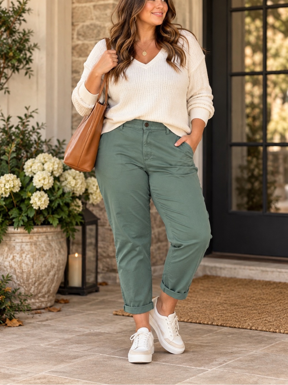 NWT St. John’s Bay Girlfriend Chino Pants 22W Sage Green